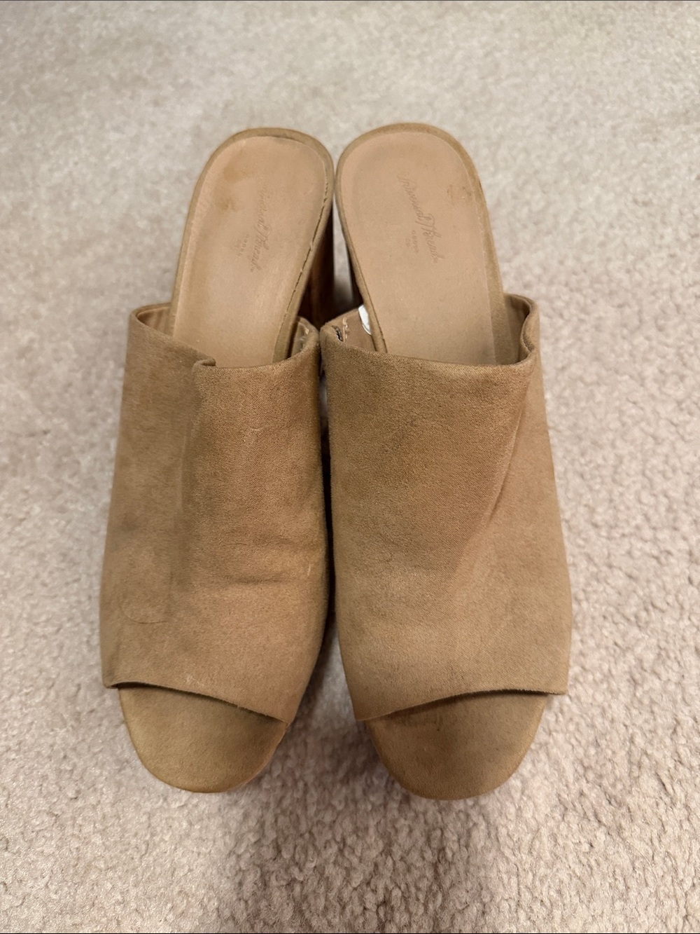 Universal Thread Tan Suede Open-Toe Mule Slides